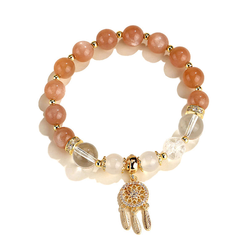Buddha Stonesグリーンストロベリークォーツ アメジスト クリスタル ドリームキャッチャー ヒーリングブレスレット