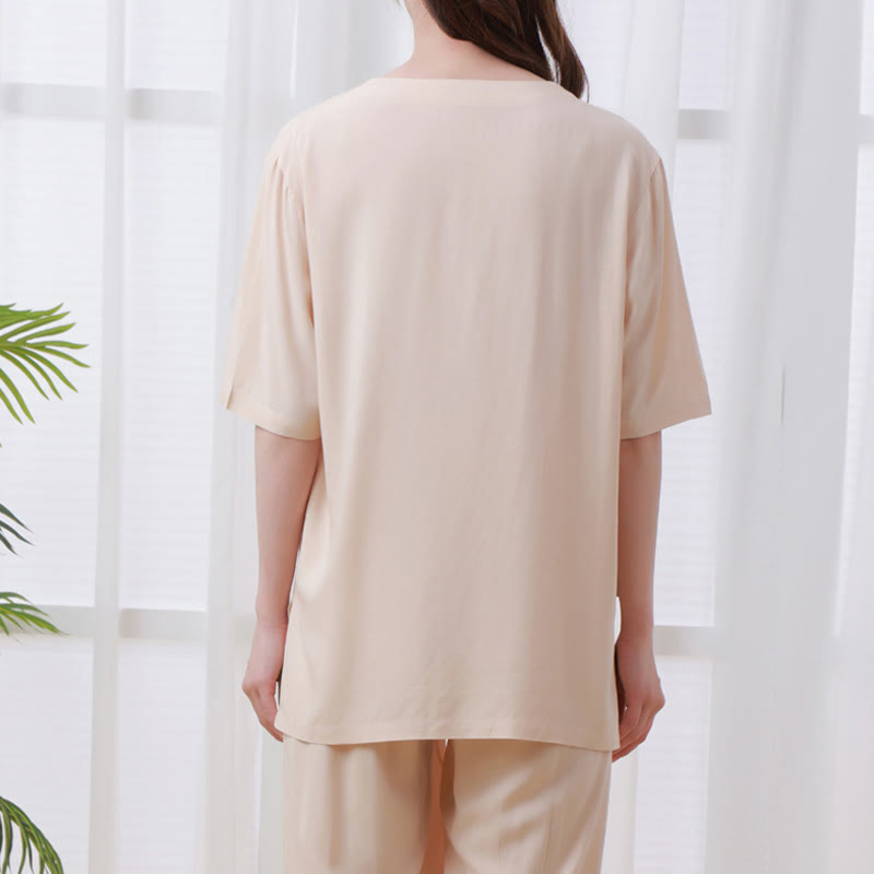 Buddha Stones 2点セット 半袖Tシャツ パンツ 瞑想 禅 太極拳 コットンリネン ユニセックスセット