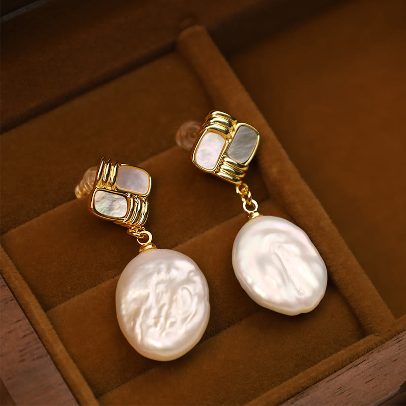 Buddha Stones 925スターリングシルバーポスト銅メッキゴールド天然バロックパールヒーリングドロップイヤリング