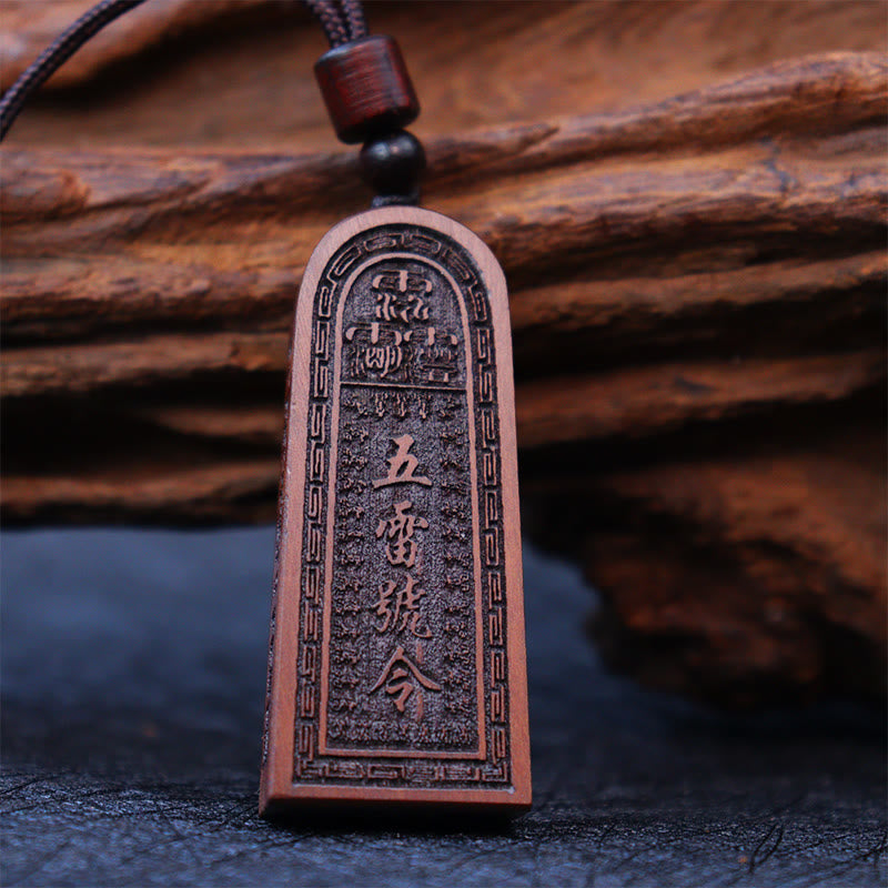 Buddha Stones雷に打たれたナツメの木 道教 五雷 幸運 守護 ネックレス ペンダント