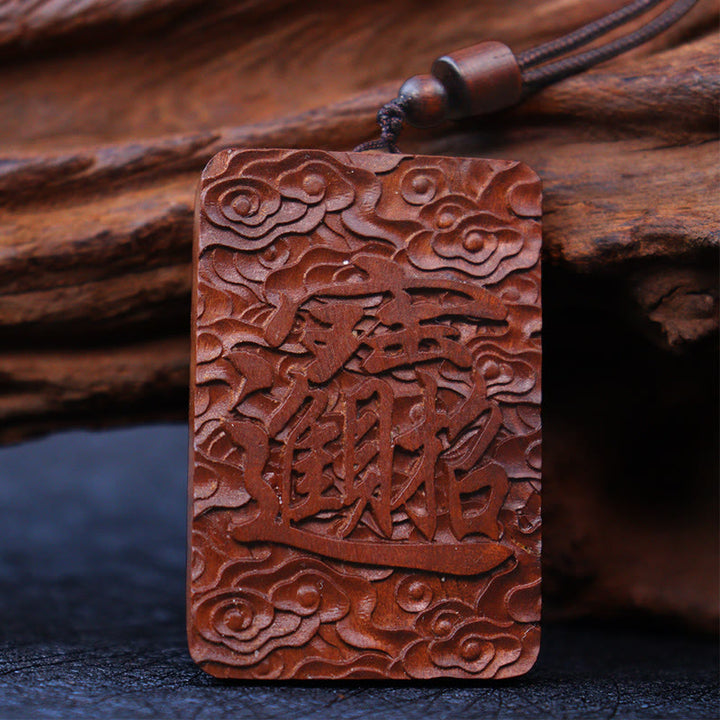 Buddha Stones天然雷撃ナツメ木 貔貅銅貨 幸運のネックレスペンダント
