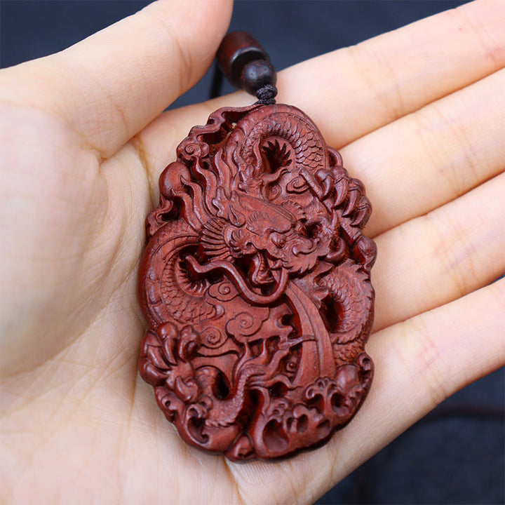 Buddha Stones雷に打たれたナツメの木 双龍のレリーフ 悪霊除け ネックレス ペンダント
