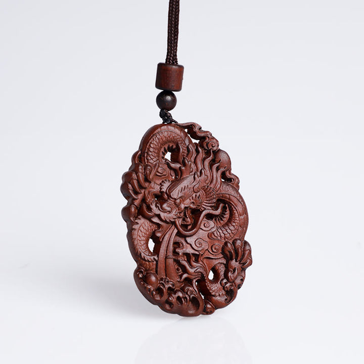 Buddha Stones雷に打たれたナツメの木 双龍のレリーフ 悪霊除け ネックレス ペンダント