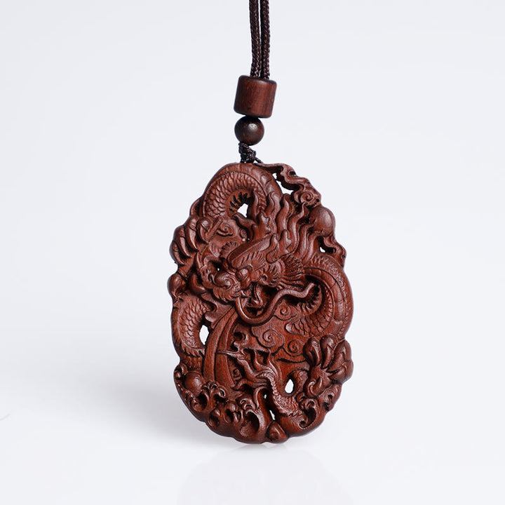 Buddha Stones雷に打たれたナツメの木 双龍のレリーフ 悪霊除け ネックレス ペンダント