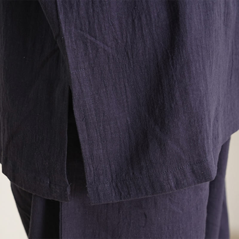 Buddha Stones 2点 Vネック 七分袖 シャツ トップ パンツ 瞑想 禅 太極拳 コットン リネン 衣類 レディース セット - image 16