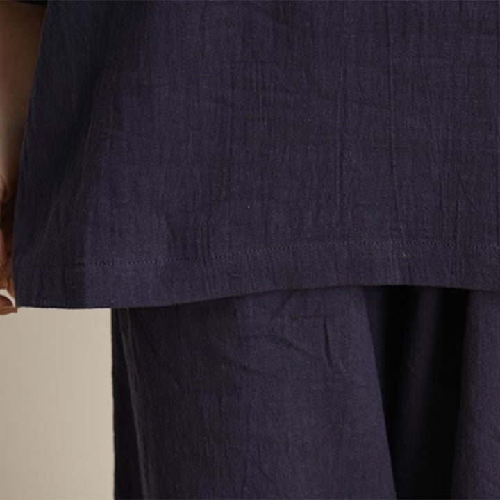 Buddha Stones 2点 Vネック 七分袖 シャツ トップ パンツ 瞑想 禅 太極拳 コットン リネン 衣類 レディース セット - image 17