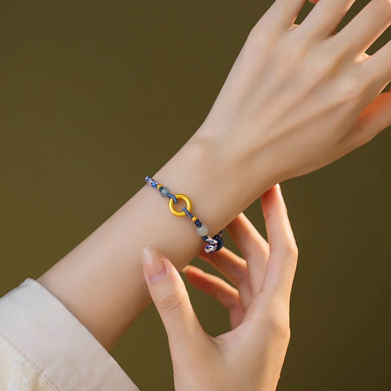 Buddha Stones999スターリングシルバー和田翡翠編み手ロープ幸運健康ブレスレット