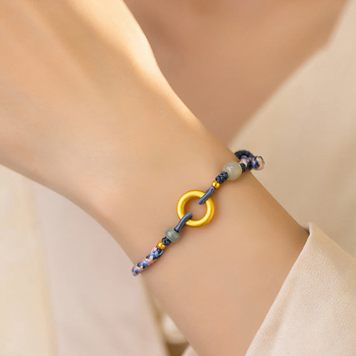 Buddha Stones999スターリングシルバー和田翡翠編み手ロープ幸運健康ブレスレット