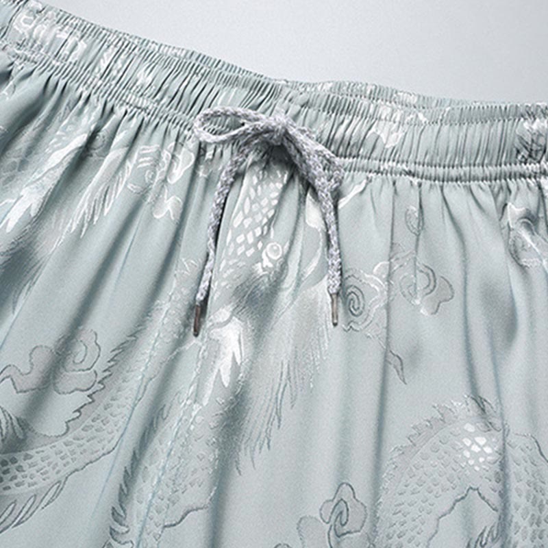 Buddha Stones龍柄唐装漢服伝統制服半袖トップスパンツ服装メンズセット - image 8