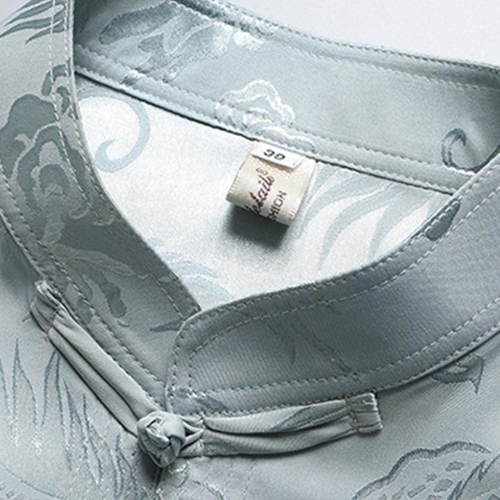 Buddha Stones龍柄唐装漢服伝統制服半袖トップスパンツ服装メンズセット - image 3