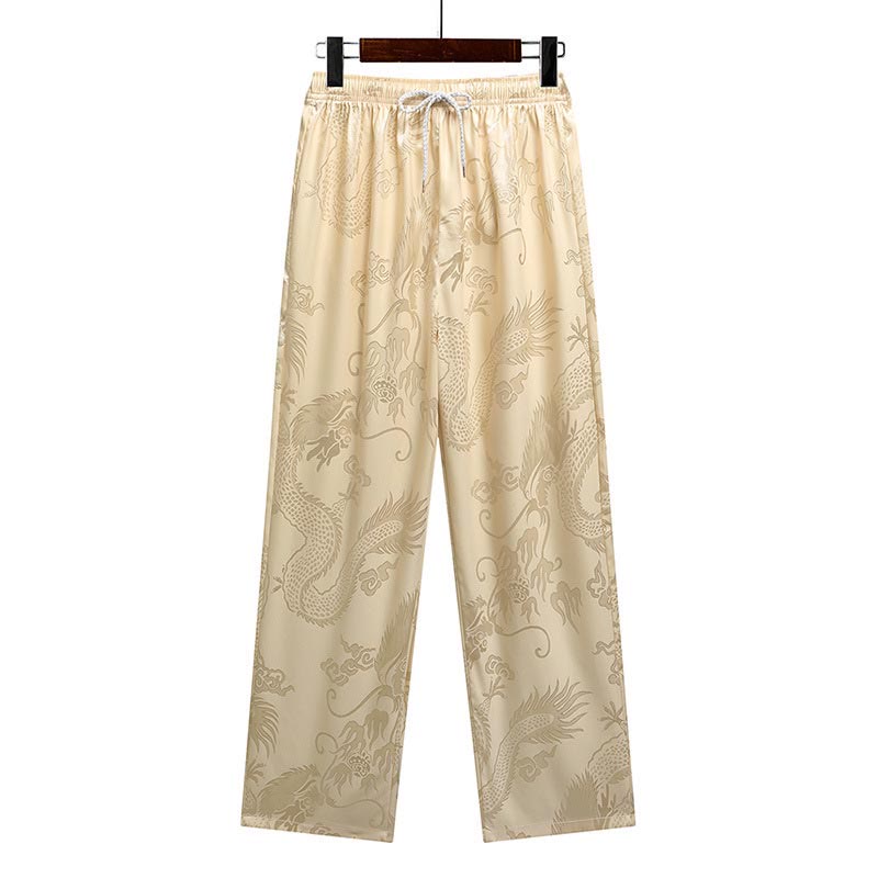 Buddha Stones龍柄唐装漢服伝統制服半袖トップスパンツ服装メンズセット - image 15