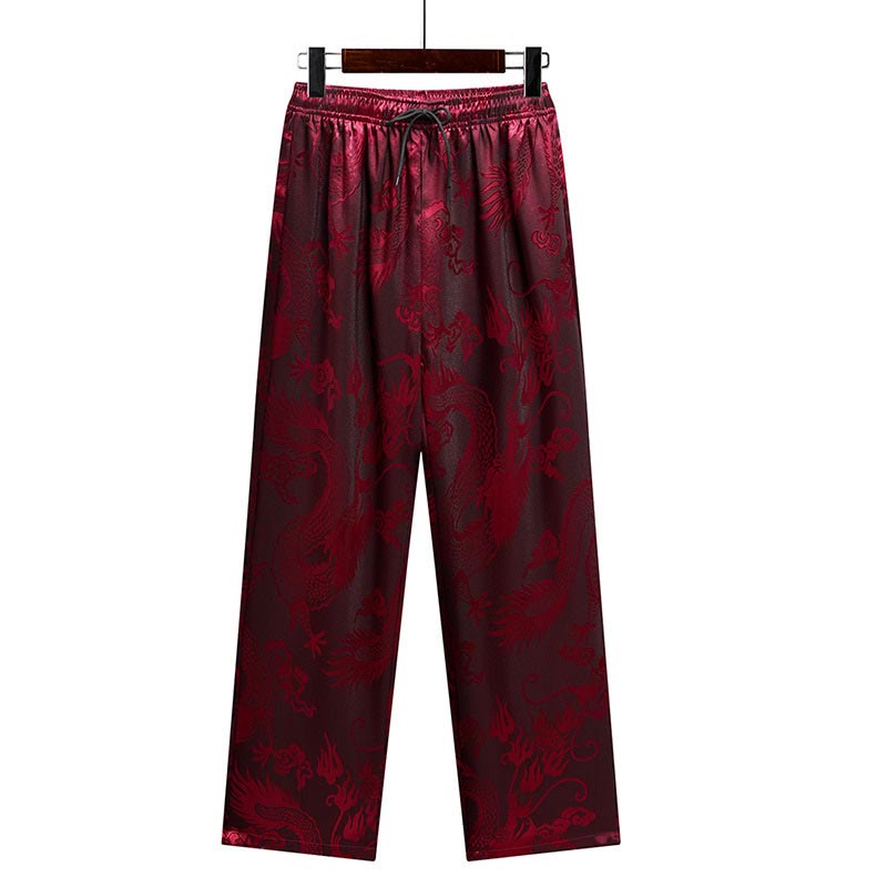 Buddha Stones龍柄唐装漢服伝統制服半袖トップスパンツ服装メンズセット - image 21