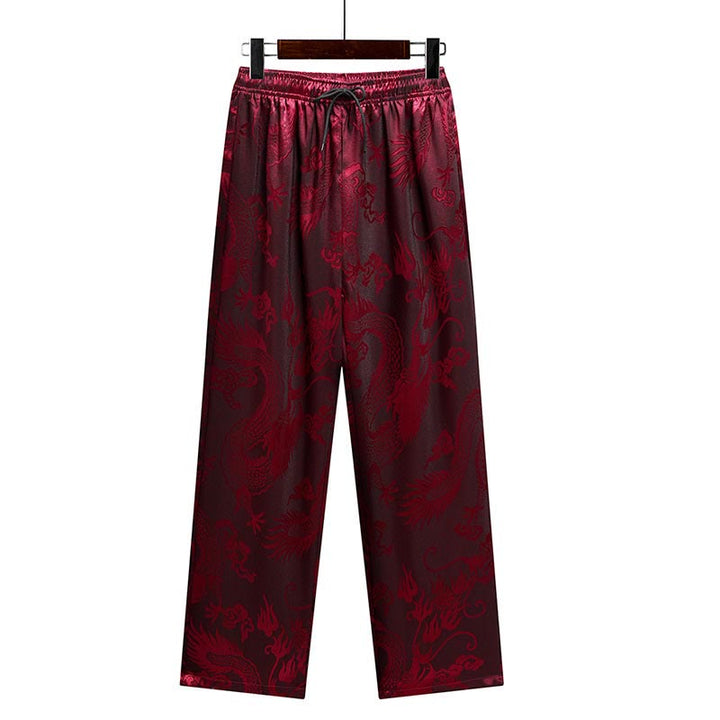 Buddha Stones龍柄唐装漢服伝統制服半袖トップスパンツ服装メンズセット - image 21