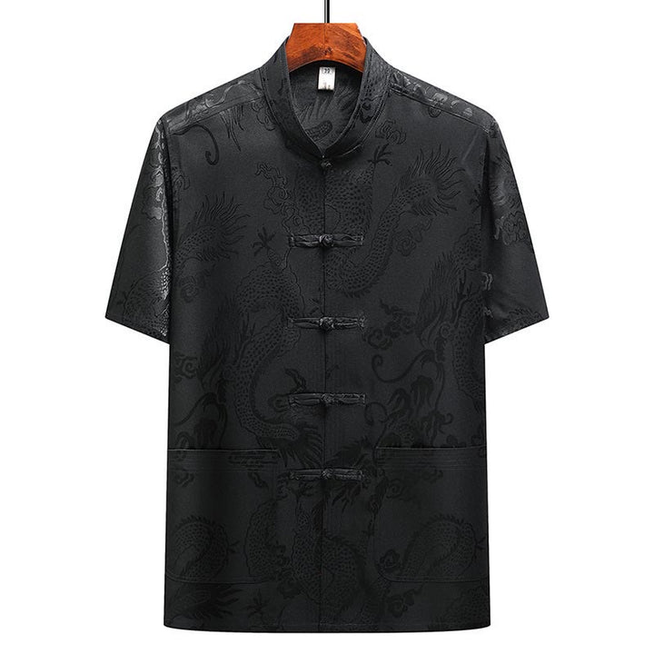 Buddha Stones龍柄唐装漢服伝統制服半袖トップスパンツ服装メンズセット - image 26