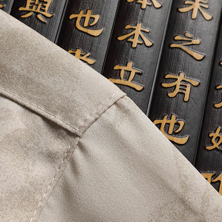 Buddha Stones、山、木​​々、唐装、漢服、伝統制服、半袖、トップス、パンツ、衣類、メンズセット - image 6