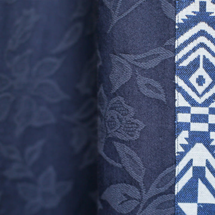 Buddha Stonesブルーフラワー 刺繍 ジャカード ミディドレス 七分袖 コットンドレス ポケット付き - image 10