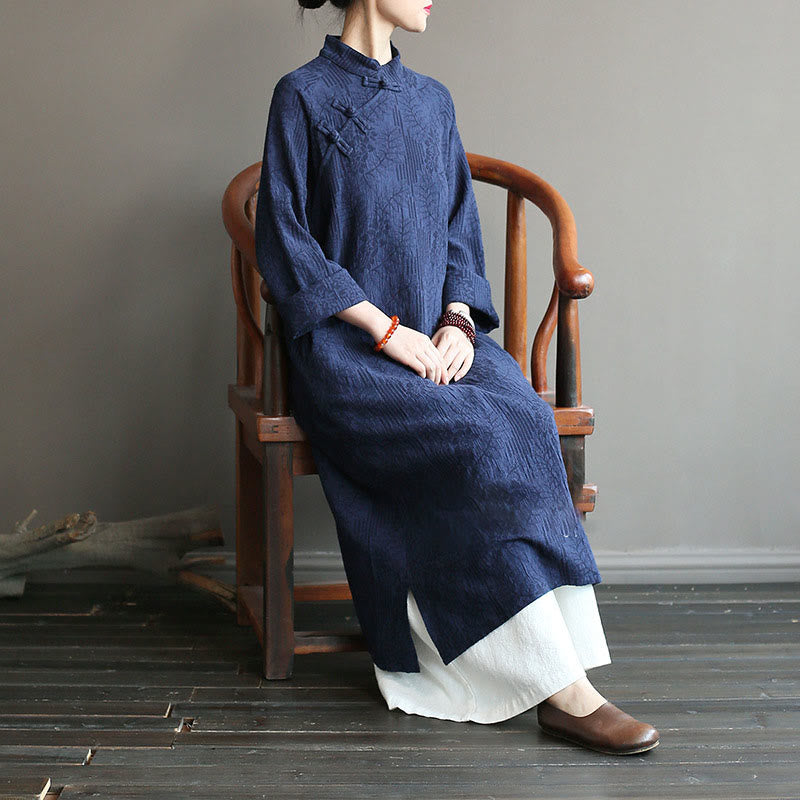 Buddha Stonesフラワージャカードミディドレス、長袖コットンリネンドレス、ワイドレッグパンツ（ポケット付き） - image 6