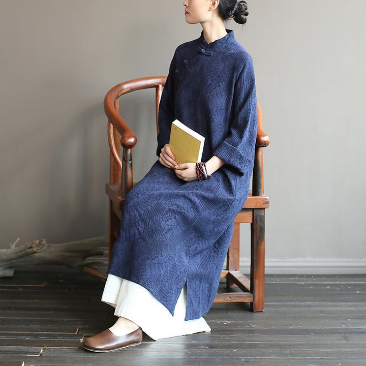 Buddha Stonesフラワージャカードミディドレス、長袖コットンリネンドレス、ワイドレッグパンツ（ポケット付き） - image 7