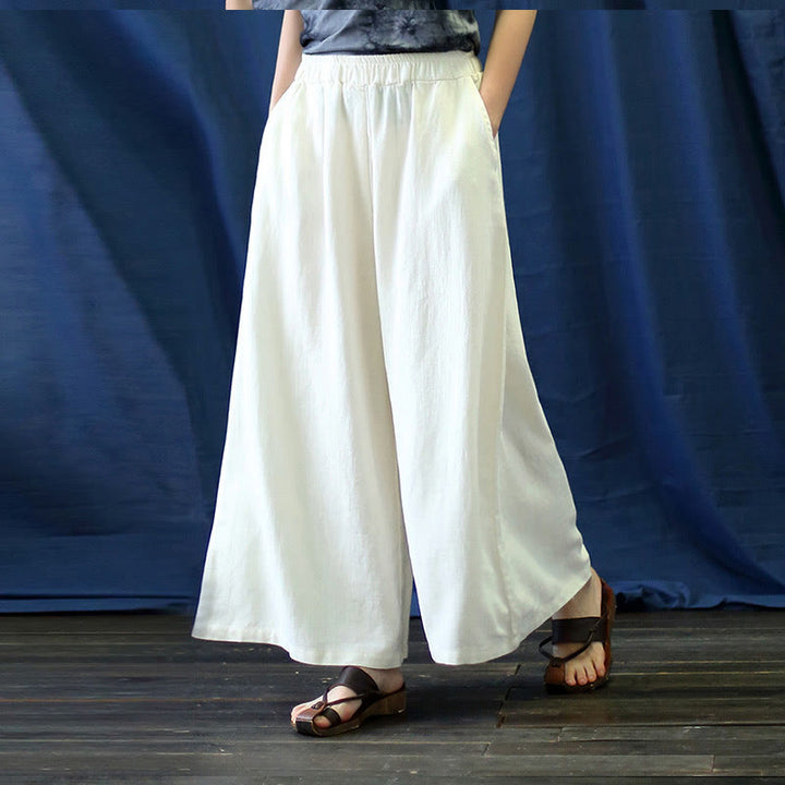 Buddha Stonesフラワージャカードミディドレス 長袖コットンリネンドレス ワイドレッグパンツ ポケット付き