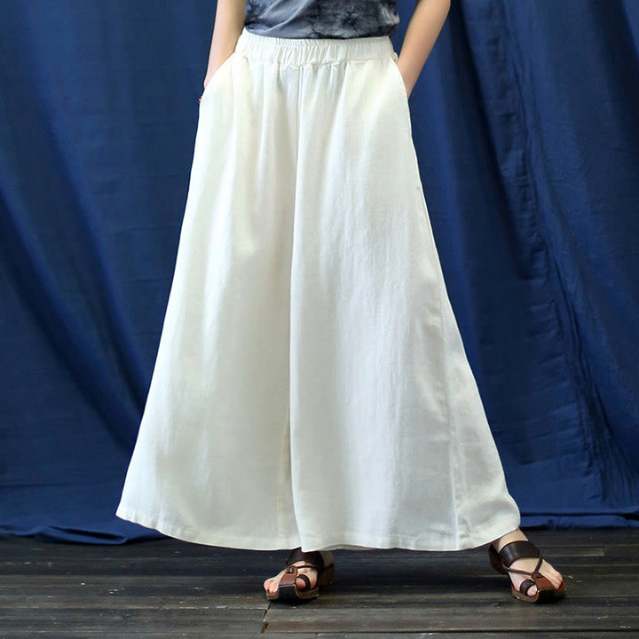 Buddha Stonesフラワージャカードミディドレス 長袖コットンリネンドレス ワイドレッグパンツ ポケット付き
