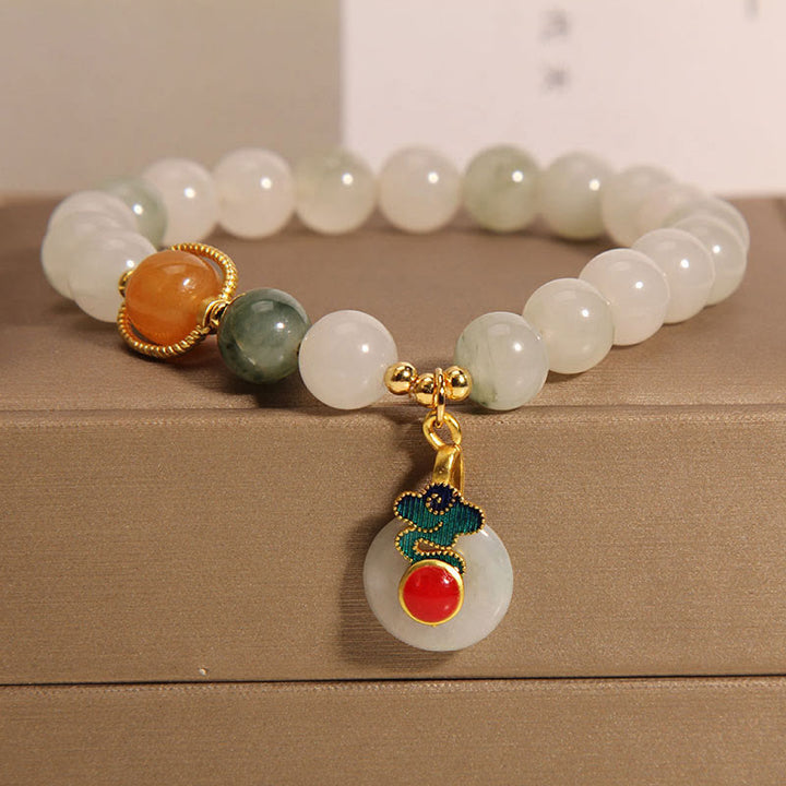 Buddha Stones翡翠 吉兆雲 赤瑪瑙 シトリン 繁栄のブレスレット
