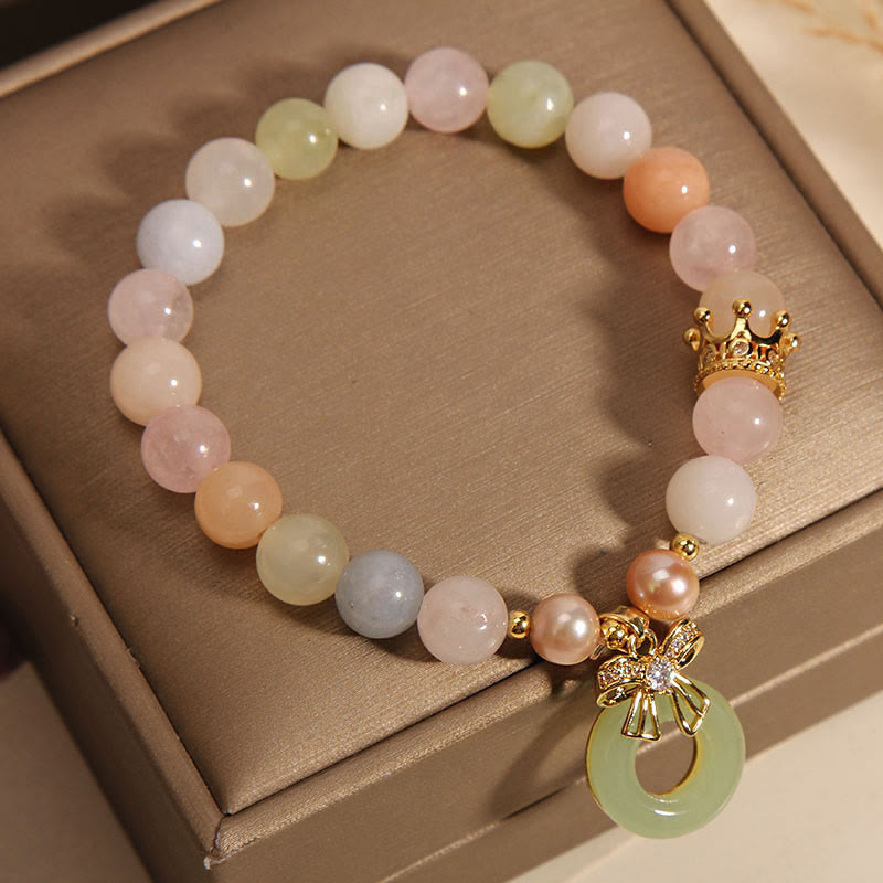 Buddha Stonesモルガナイト ピースバックル 翡翠 自信のブレスレット