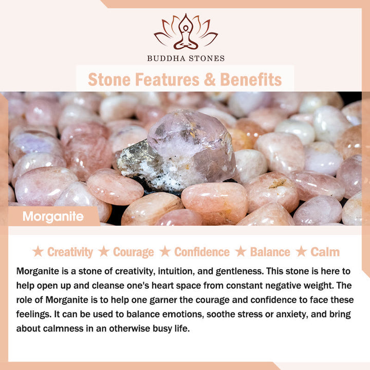 Buddha Stonesモルガナイト ピースバックル 翡翠 自信のブレスレット
