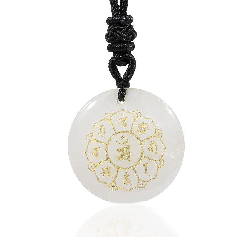 Buddha StonesOm Mani Padme Hum天然水晶各種 黒曜石 強さのネックレスペンダント