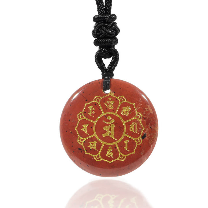Buddha StonesOm Mani Padme Hum天然水晶各種 黒曜石 強さのネックレスペンダント