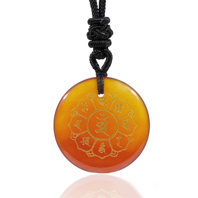Buddha StonesOm Mani Padme Hum天然水晶各種 黒曜石 強さのネックレスペンダント