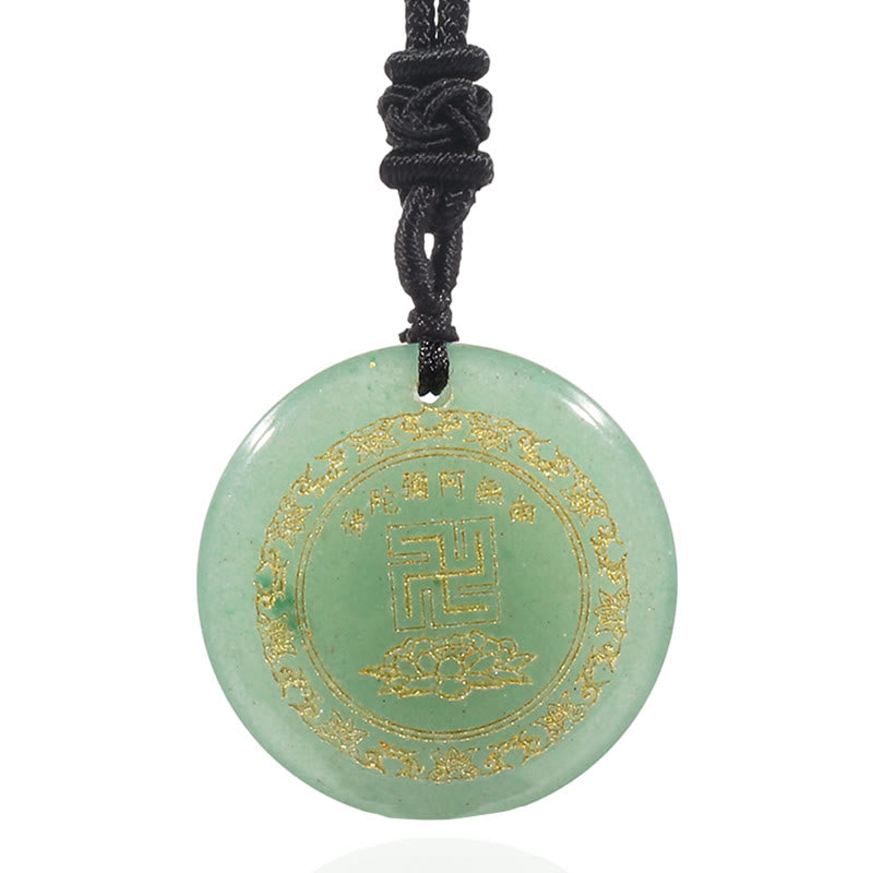 Buddha Stones卍 蓮華模様 天然水晶 黒曜石 浄化 ネックレス ペンダント