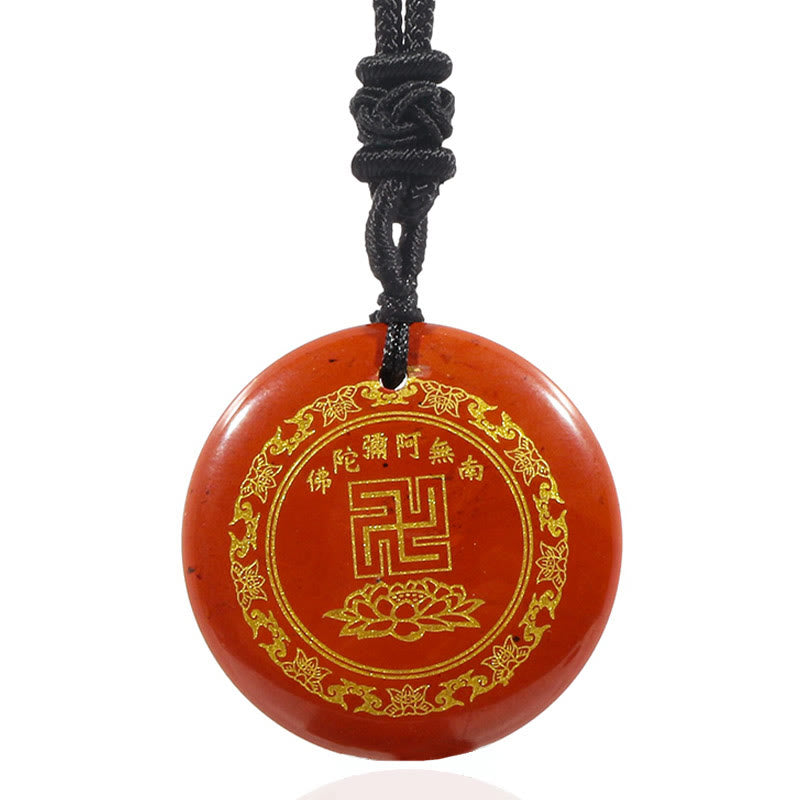 Buddha Stones卍 蓮華模様 天然水晶 黒曜石 浄化 ネックレス ペンダント