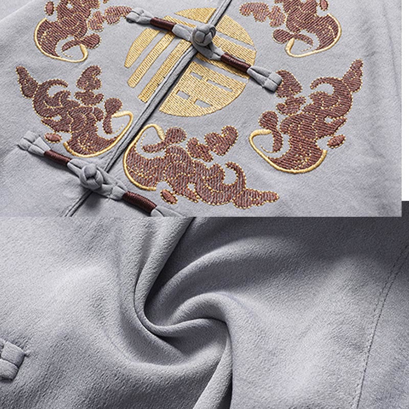 Buddha Stonesフーキャラクター唐装漢服伝統制服半袖トップスパンツ衣類メンズセット - image 10