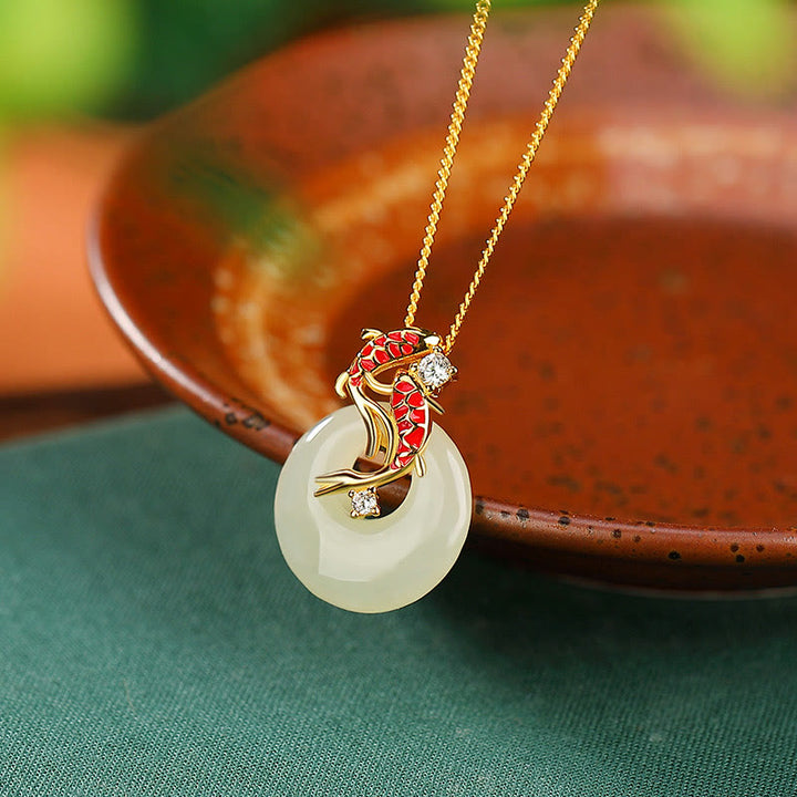 Buddha Stones925 スターリングシルバー 和田翡翠 平和バックル 鯉 幸運 ネックレス ペンダント
