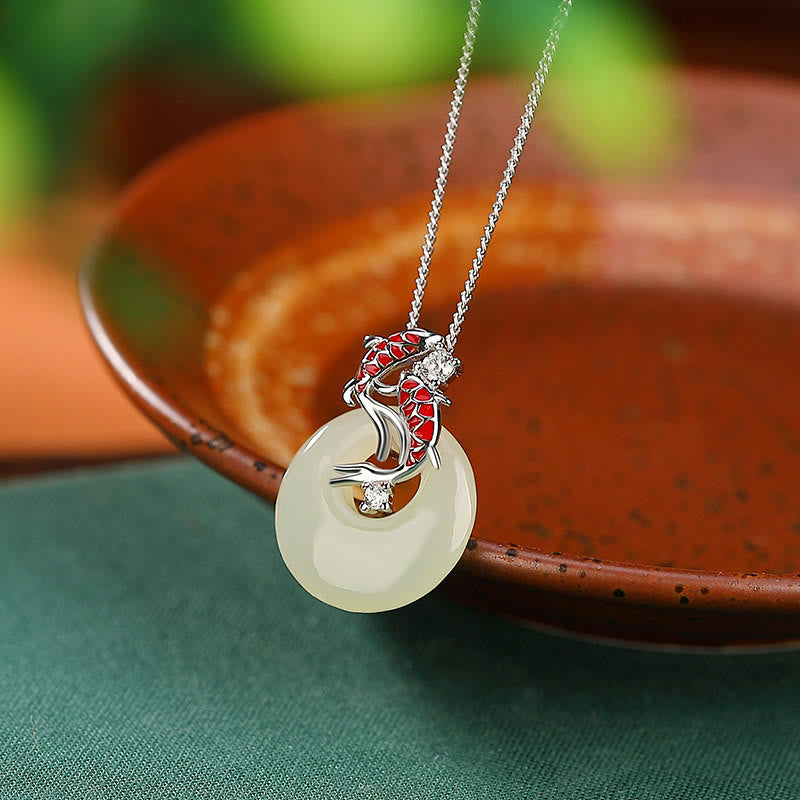 Buddha Stones925 スターリングシルバー 和田翡翠 平和バックル 鯉 幸運 ネックレス ペンダント