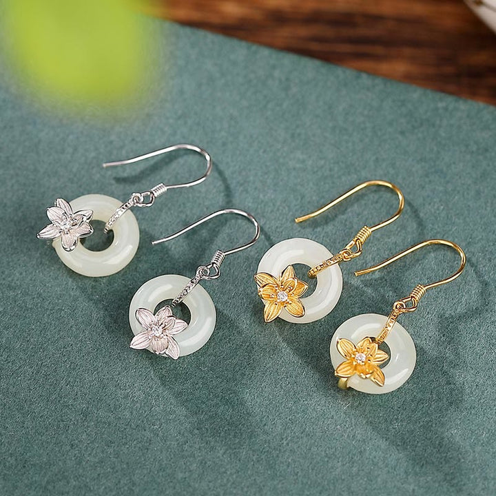Buddha Stones925 スターリングシルバー 和田翡翠 平和バックル 蘭 繁栄のイヤリング