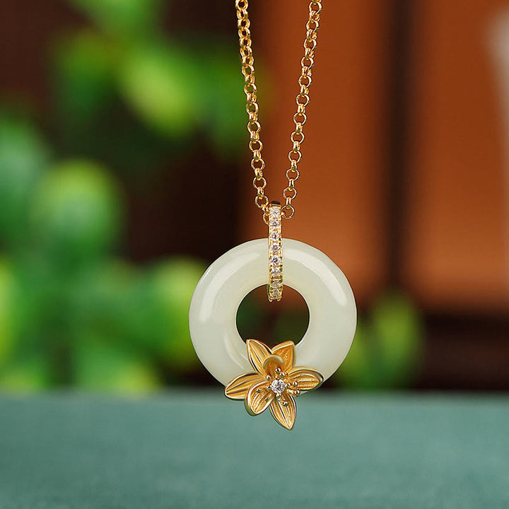 Buddha Stones925 スターリングシルバー 和田翡翠 平和バックル フラワー 幸運 ネックレス ペンダント