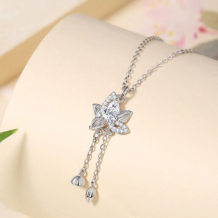 Buddha Stones925スターリングシルバー ロータスジルコン 悟りのネックレスペンダント