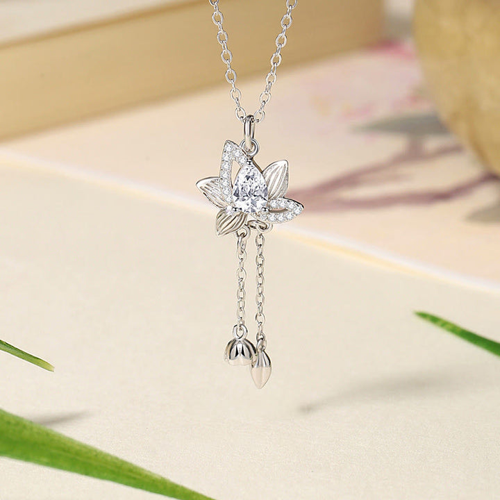 Buddha Stones925スターリングシルバー ロータスジルコン 悟りのネックレスペンダント