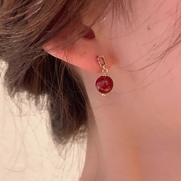 Buddha Stones925スターリングシルバーポスト 14Kゴールドフィルド シナバービーズ ジルコン カームイヤリング - image 4