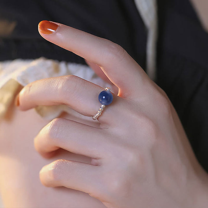 Buddha Stones925 スターリングシルバー ブルーキャンディアゲート ヒーリングビーズリング - image 8