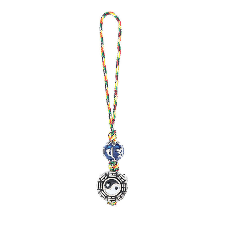 Buddha Stones陰陽シンボルOm Mani Padme Hum八卦銅ハーモニーキーホルダー