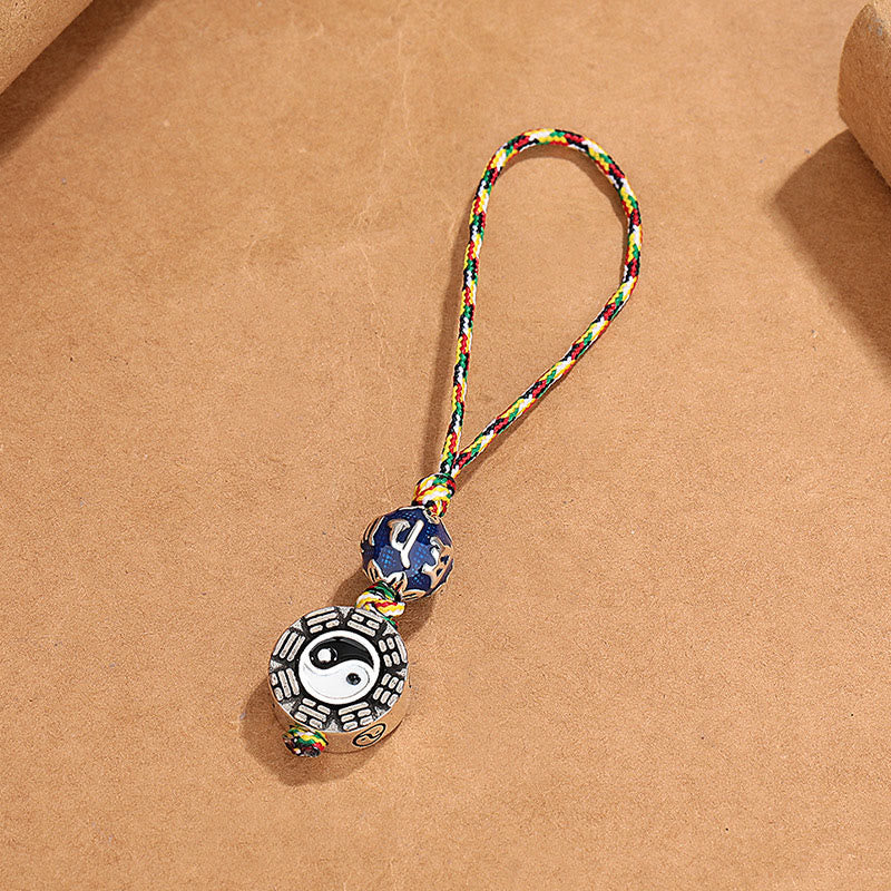 Buddha Stones陰陽シンボルOm Mani Padme Hum八卦銅ハーモニーキーホルダー