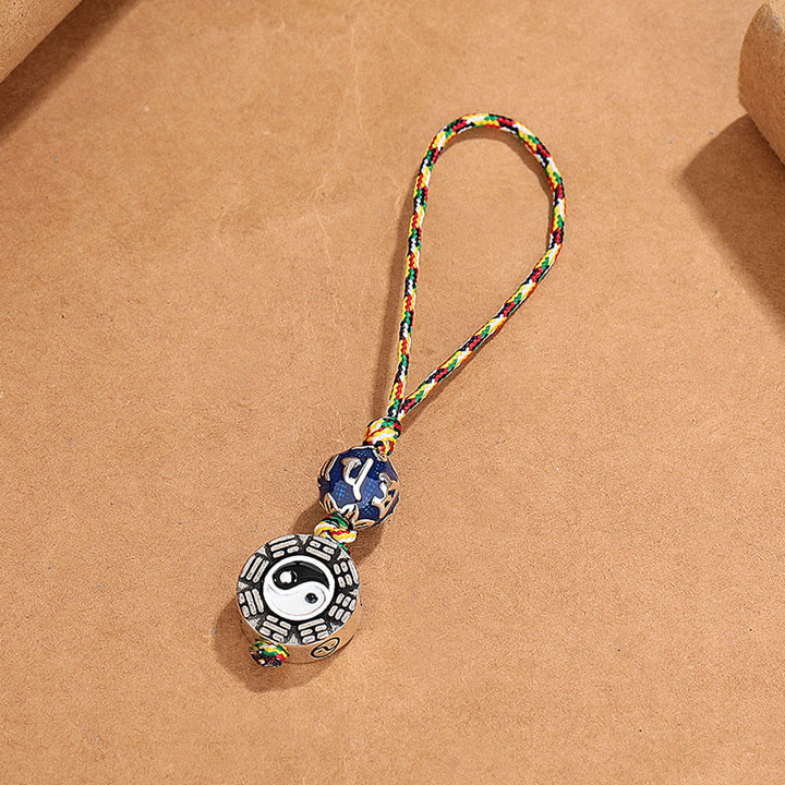 Buddha Stones陰陽シンボルOm Mani Padme Hum八卦銅ハーモニーキーホルダー