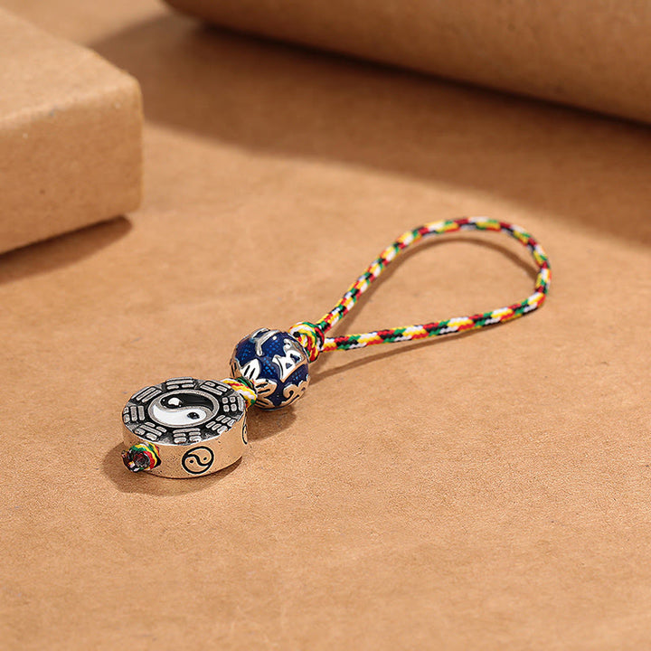 Buddha Stones陰陽シンボルOm Mani Padme Hum八卦銅ハーモニーキーホルダー