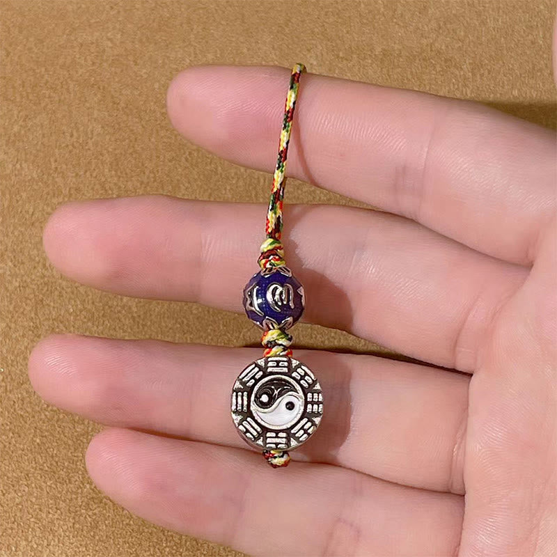 Buddha Stones陰陽シンボルOm Mani Padme Hum八卦銅ハーモニーキーホルダー