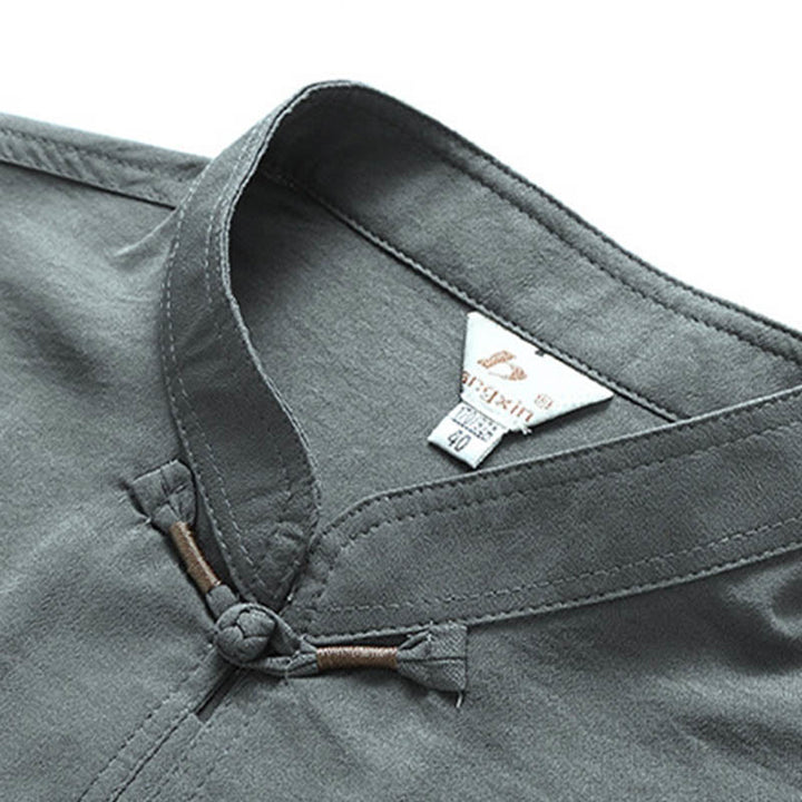 Buddha Stones龍風キャラクター唐装 伝統的半袖シャツ ワイドレッグパンツ 衣類 メンズセット - image 3