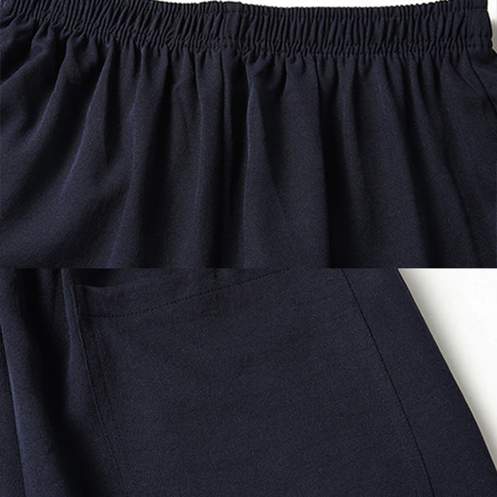 Buddha Stonesフーキャラクター中国結び刺繍唐装伝統的な半袖トップスパンツ服メンズセット - image 13