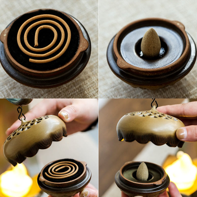 Buddha StonesLED仏手逆流煙噴水 癒しの陶器スティック香炉装飾