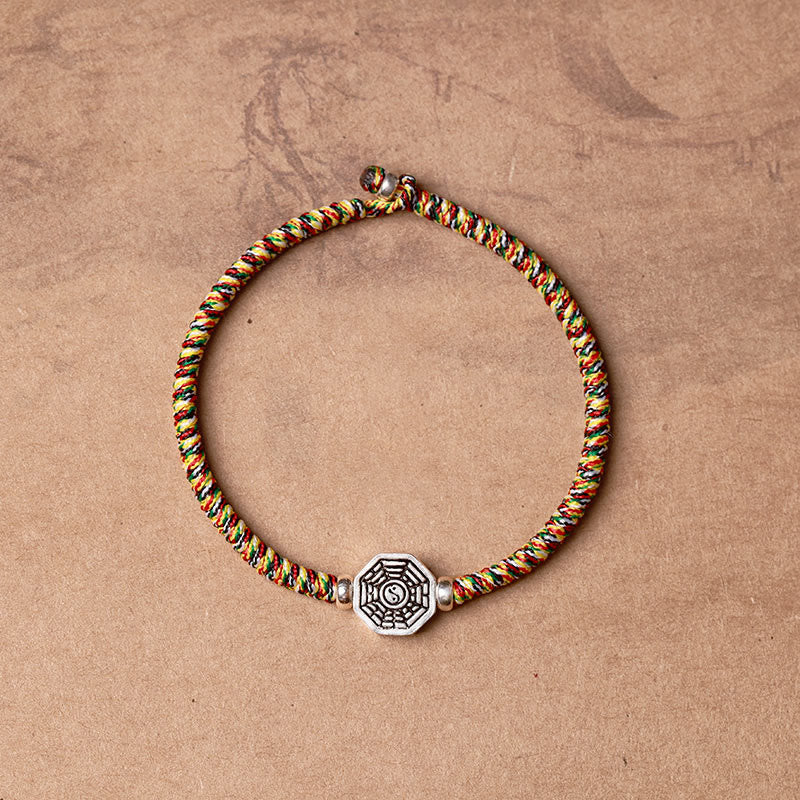 Buddha Stones925スターリングシルバー 陰陽八卦シンボル 辰砂 ストリング 集中ブレスレット